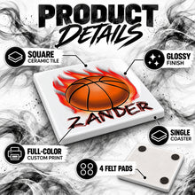 LG002 Basketball ceramic coaster by Mythic Airbrush, original Air-Volution design — product image 3