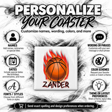 LG002 Basketball ceramic coaster by Mythic Airbrush, original Air-Volution design — product image 5