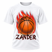 Personalized Basketball T-Shirt, front-view T-shirt mockup featuring custom Air-Volution artwork by Mythic Airbrush
