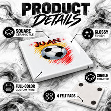 LG003 Soccer World Cup ceramic coaster by Mythic Airbrush, original Air-Volution design — product image 3