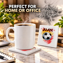 LG003 Soccer World Cup ceramic coaster by Mythic Airbrush, original Air-Volution design — product image 4
