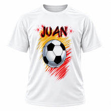 Personalized Soccer World Cup T-Shirt, front-view T-shirt mockup featuring custom Air-Volution artwork by Mythic Airbrush