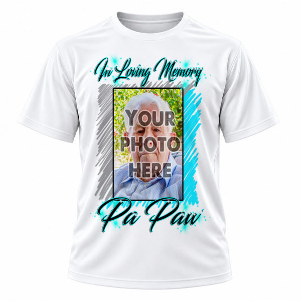 Personalized Your Photo On a T-Shirt, front-view T-shirt mockup featuring custom Air-Volution artwork by Mythic Airbrush