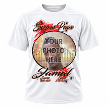 Personalized Your Photo On a T-Shirt, front-view T-shirt mockup featuring custom Air-Volution artwork by Mythic Airbrush