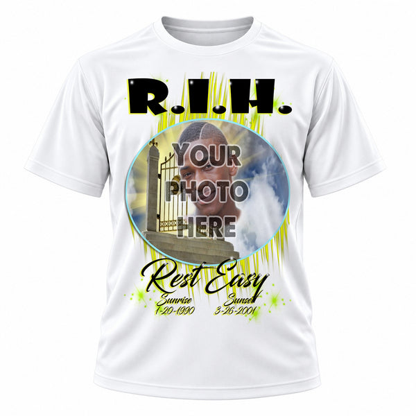 Personalized Your Photo On a T-Shirt, front-view T-shirt mockup featuring custom Air-Volution artwork by Mythic Airbrush