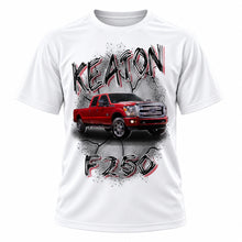 Personalized Your Vehicle On a T-Shirt, front-view T-shirt mockup featuring custom Air-Volution artwork by Mythic Airbrush