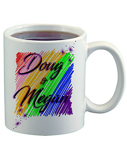 A001 Personalized Airbrush Rainbow Name Design Ceramic Coffee Mug