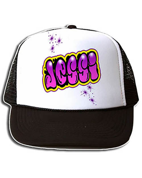 A009 Personalized Airbrush Name Design Snapback Trucker Hat