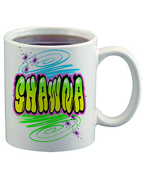 A010 Personalized Airbrush Name Design Ceramic Coffee Mug