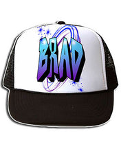 A012 Personalized Airbrush Name Design Snapback Trucker Hat