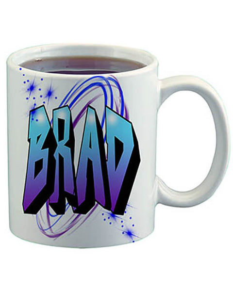 A012 Personalized Airbrush Name Design Ceramic Coffee Mug