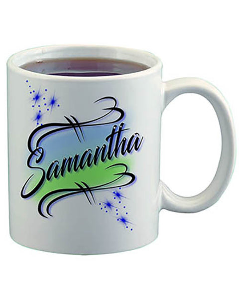 A015 Personalized Airbrush Name Design Ceramic Coffee Mug