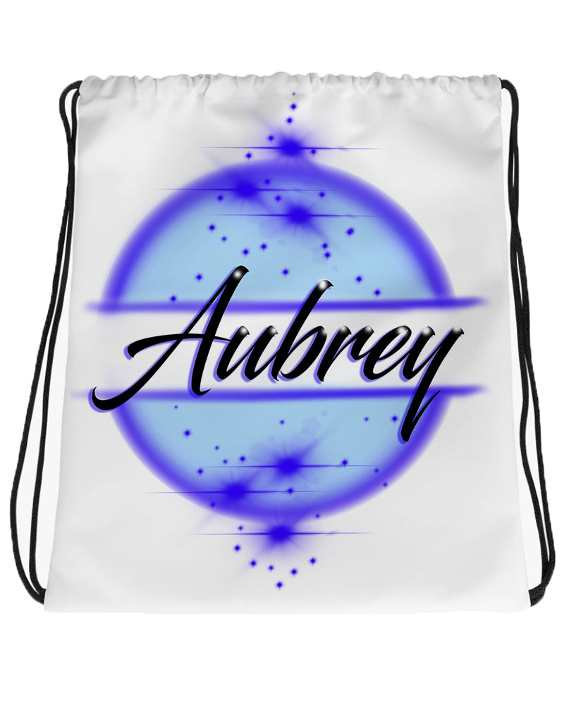 A017 Digitally Airbrush Painted Personalized Custom Name Writing Color Party Design Gift  Drawstring Backpack