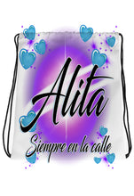 A019 Digitally Airbrush Painted Personalized Custom hearts Name Writing Color Party Design Gift  Drawstring Backpack