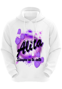 A020 Digitally Airbrush Painted Personalized Custom Hearts Name Design  Adult and Kids Hoodie Sweatshirt