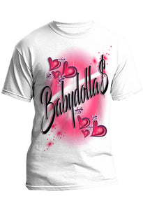 A022 Digitally Airbrush Painted Personalized Custom Hearts Name Design  Adult and Kids T-Shirt