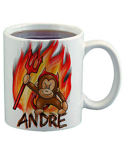 B032 Personalized Airbrush Devil Monkey Ceramic Coffee Mug