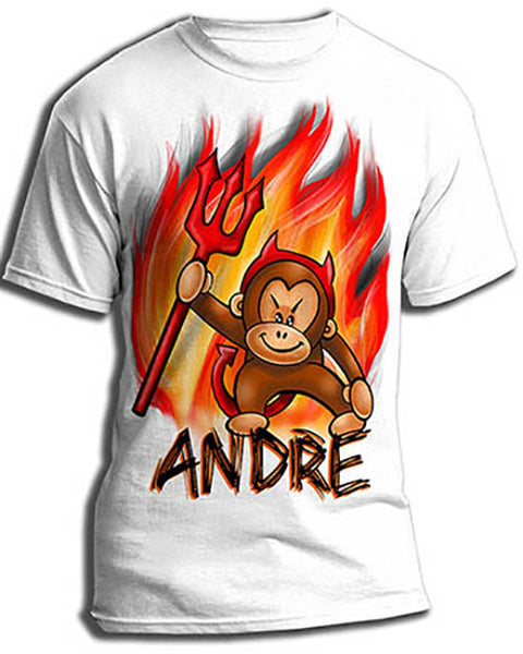 B032 custom personalized airbrush Devil Monkey Tee Shirt