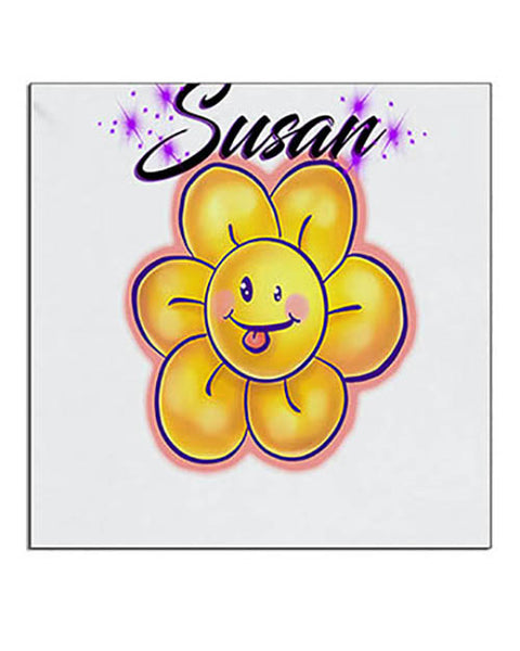 B034 Personalized Airbrush Flower Smiley Ceramic Coaster