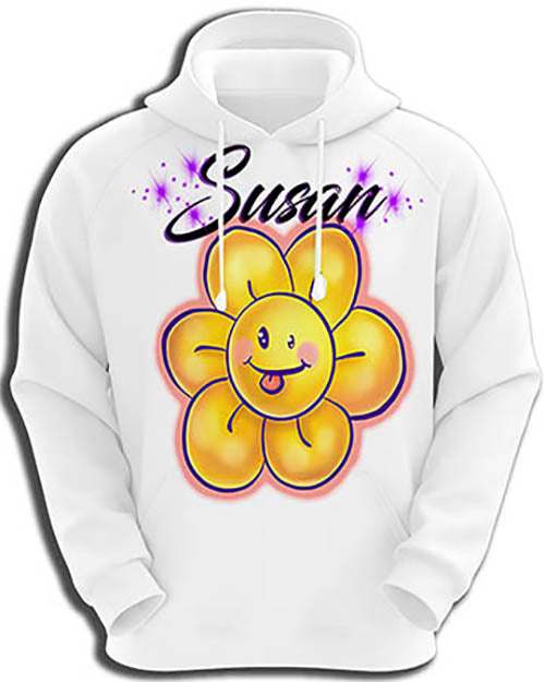 B034 custom personalized airbrush Smiley Flower Hoodie Sweatshirt Emoji