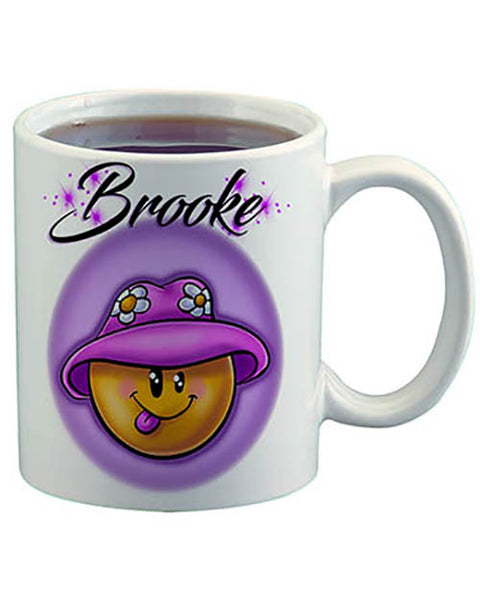 B037 Personalized Airbrush Smiley Emoji Ceramic Coffee Mug