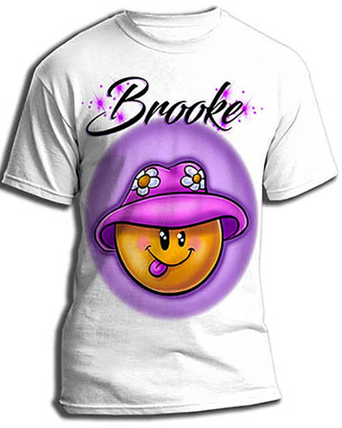 B037 custom personalized airbrush Smiley Tee Shirt design Emoji