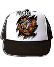 B045 Personalized Airbrush Muscle Bulldog Snapback Trucker Hat