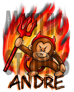 B032 custom personalized airbrush Devil Monkey Tee Shirt