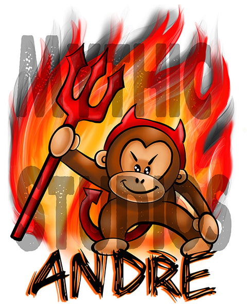 B032 custom personalized airbrush Devil Monkey Tee Shirt