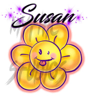 B034 Digitally Airbrush Painted Personalized Custom Smiley Flower Drawstring Backpack party Theme gift name design Emoji Birthday Present