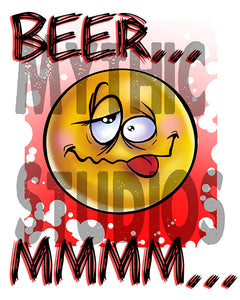 B035 custom personalized airbrush Smiley beer Tee Shirt design Emoji