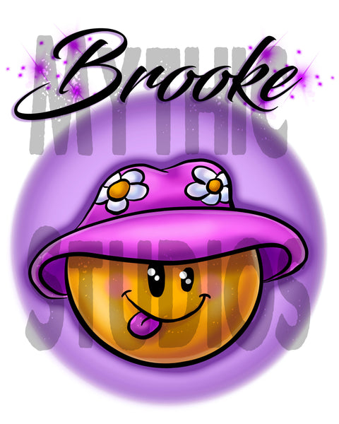B037 Personalized Airbrush Smiley Emoji Snapback Trucker Hat