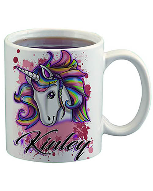 B142 Personalized Airbrush Unicorn Ceramic Coffee Mug No