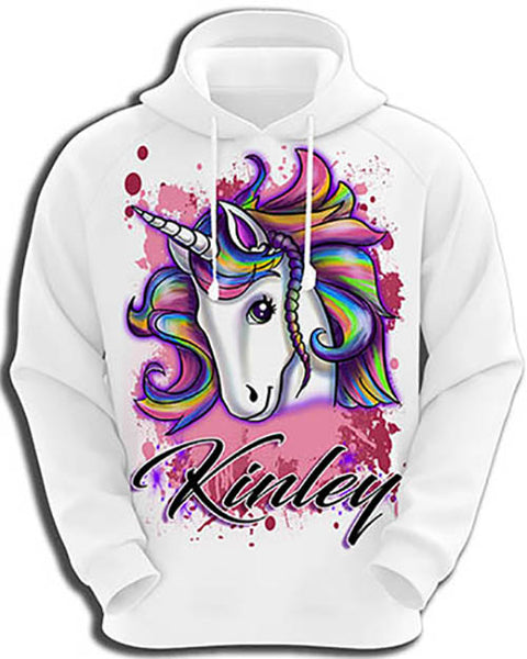B142 Personalized Airbrush Unicorn Hoodie Sweatshirt