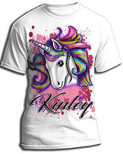 B142 Personalized Airbrush Unicorn Kids and Adult Tee Shirt