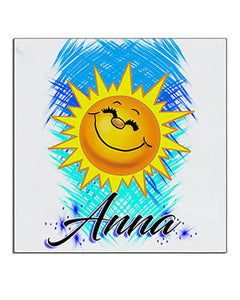 B146 Personalized Airbrush Sunshine Smiley Ceramic Coaster