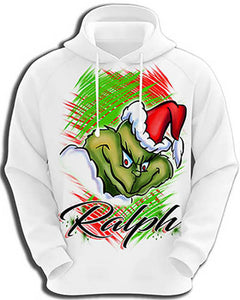 B152 Digitally Airbrush Painted Personalized Custom Grinch Who Stole Christmas Hoodie Sweatshirt