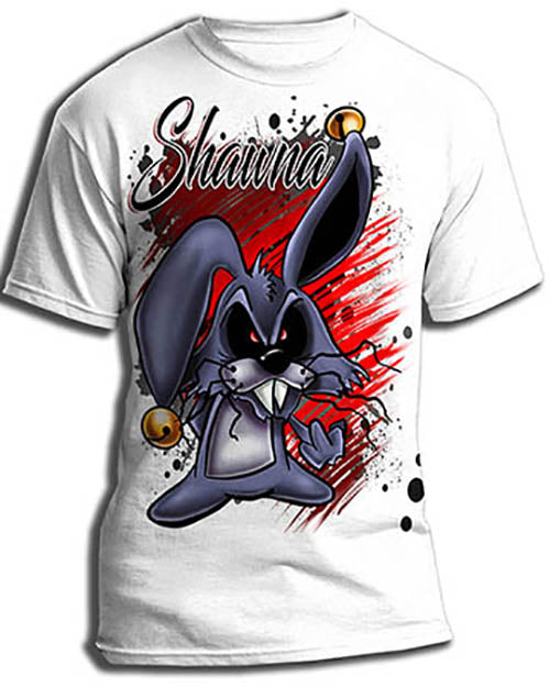 B174 Personalized Airbrush Evil Rabbit Kids and Adult Tee Shirt