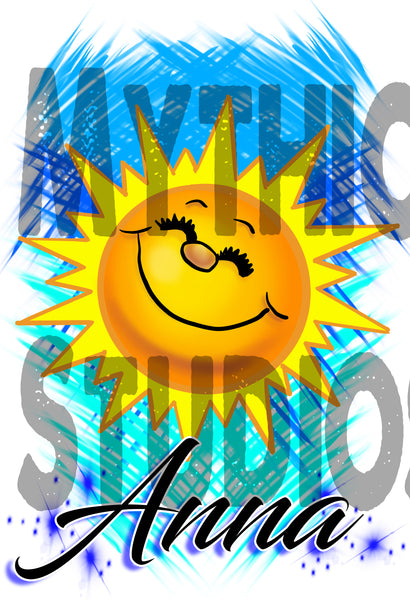 B146 Personalized Airbrush Sunshine Face Hoodie Sweatshirt