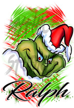 B152 Digitally Airbrush Painted Personalized Custom Grinch Snapback Trucker Hat