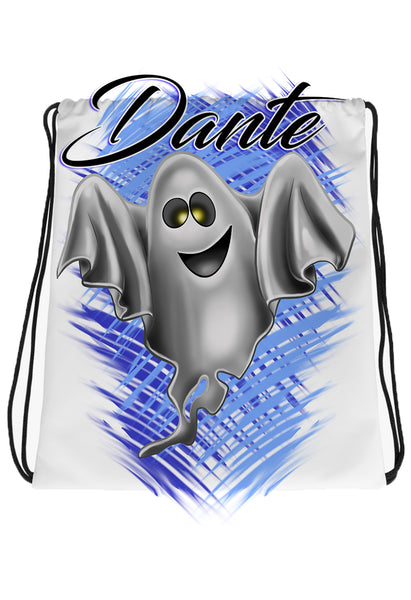 B199 Digitally Airbrush Painted Personalized Custom Ghost Drawstring Backpack party Theme gift