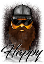 B201 Digitally Airbrush Painted Personalized Custom Bearded Smily emoji   Snapback Trucker Hats