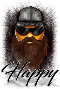 B201 Digitally Airbrush Painted Personalized Custom Bearded Smily emoji   Snapback Trucker Hats