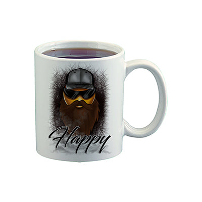 B201 Digitally Airbrush Painted Personalized Custom Bearded Smily emoji   Ceramic Coffee Mug