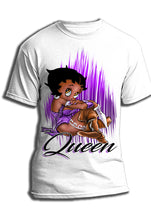 B206 Digitally Airbrush Painted Personalized Custom Black Queen Adult and Kids T-Shirt