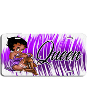B206 Digitally Airbrush Painted Personalized Custom Black Queen   Auto License Plate Tag