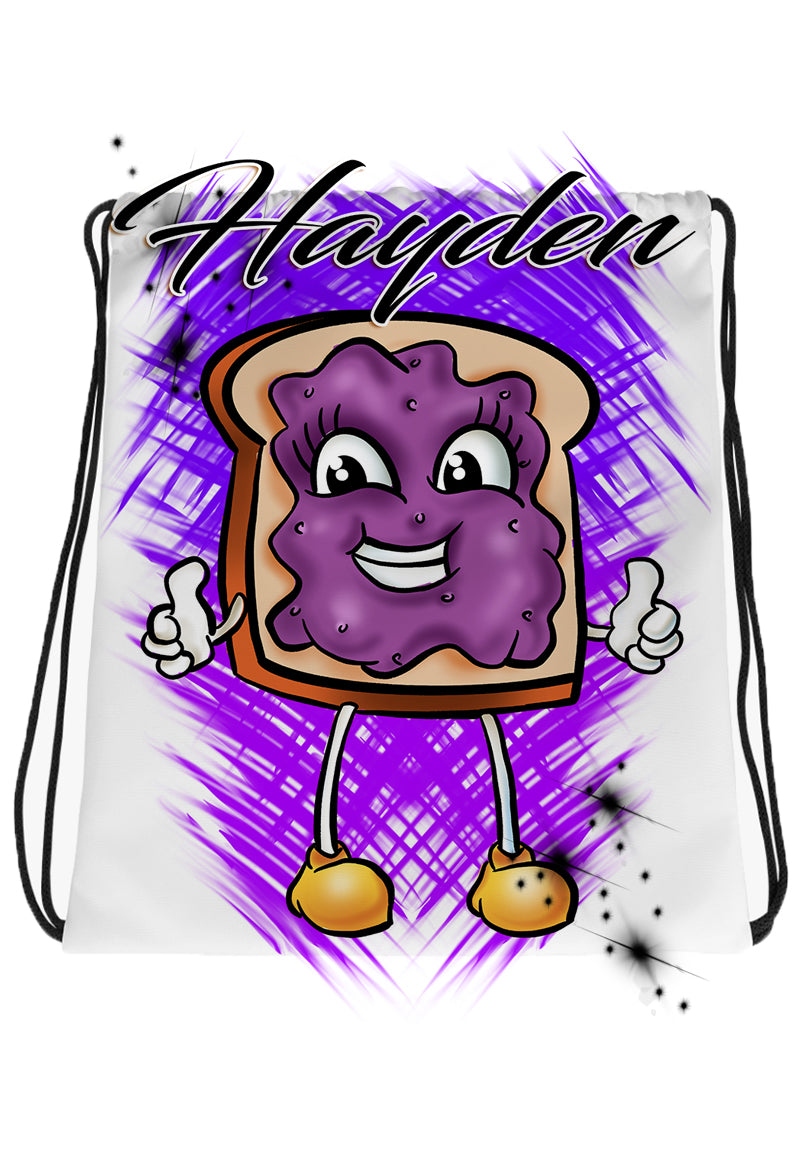B225 Digitally Airbrush Painted Personalized Custom Jelly Sandwich Drawstring Backpack party Theme gift