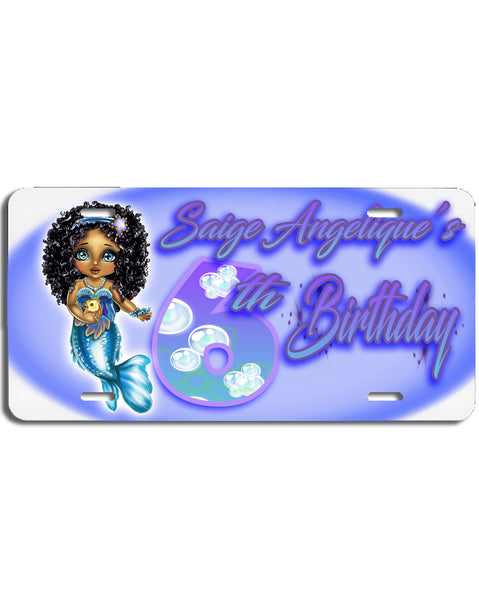 B228 Digitally Airbrush Painted Personalized Custom Mermaid   Auto License Plate Tag