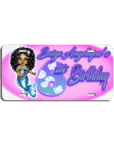 B229 Digitally Airbrush Painted Personalized Custom Princess Mermaid   Auto License Plate Tag