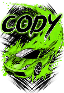 B253 Digitally Airbrush Painted Personalized Custom Race Car Queen Adult and Kids T-Shirt